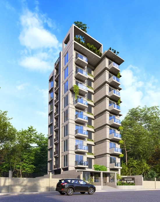 Scion The Spire apartment building 3D view in Bashundhara, Dhaka